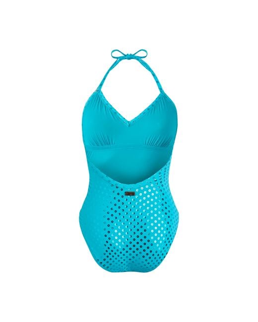 Vilebrequin Blue Halter One-Piece Swimsuit Relief Sparkling