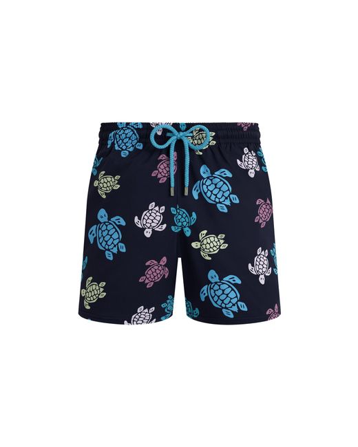 Vilebrequin Blue Stretch Short Swim Shorts Tortues Multicolores for men