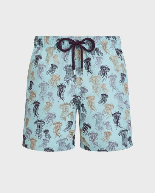 Vilebrequin Embroidered Swim Trunks Jellyfish Dance - Limited Edition - Swimwear - Mistral - Blue - Size S for men