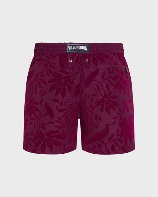 Vilebrequin Ultra-light And Packable Swim Trunks Flocked Birds Of Paradise - Swimwear - Mahina - Purple - Size L for men