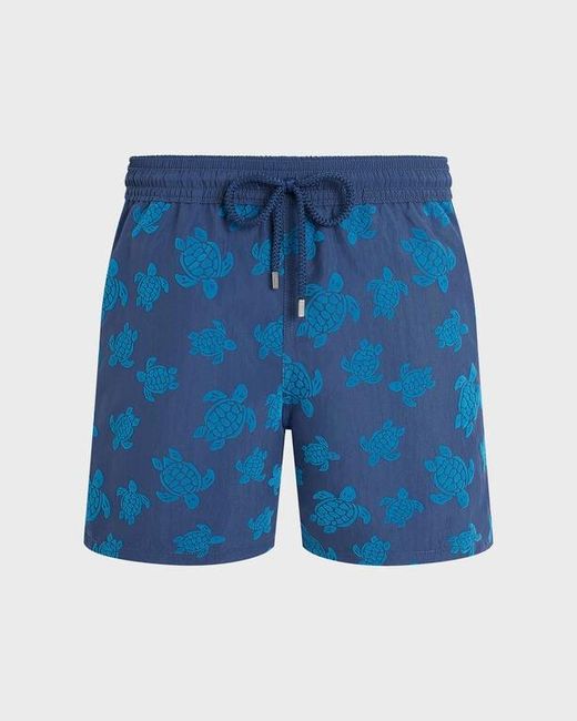 Vilebrequin Blue Swim Shorts Flocked Ronde Des Tortues for men