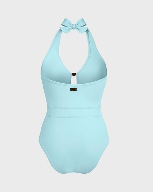 Vilebrequin Blue Sculpting One-Piece Swimsuit Pearl Detail Solid