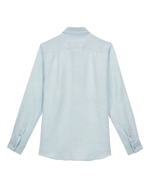Vilebrequin Blue Linen Shirt Mineral Dye for men