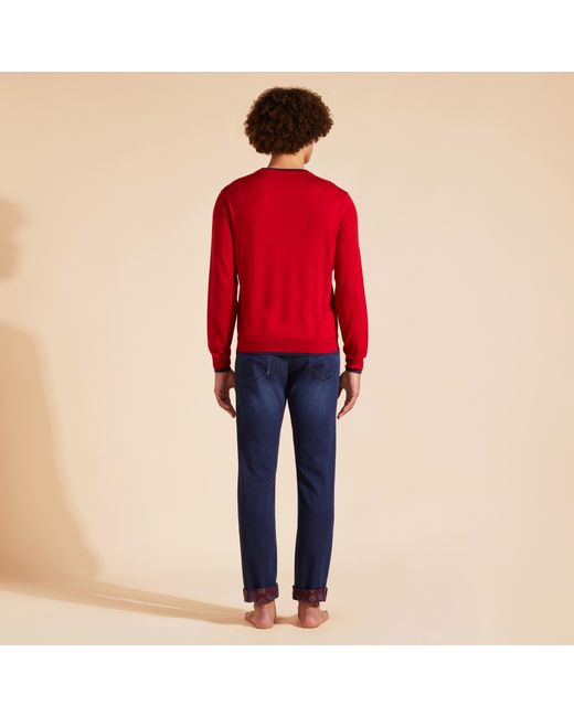 Vilebrequin Merino Wool Cashmere Silk Crewneck Sweater in Red für Herren