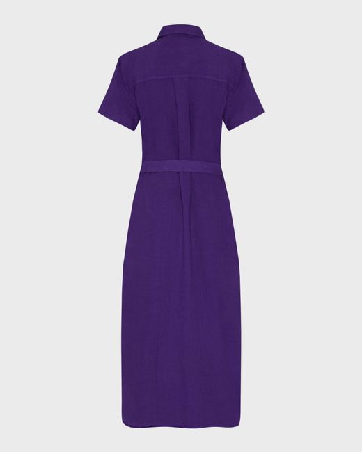 Vilebrequin Purple Linen Shirt Dress Solid