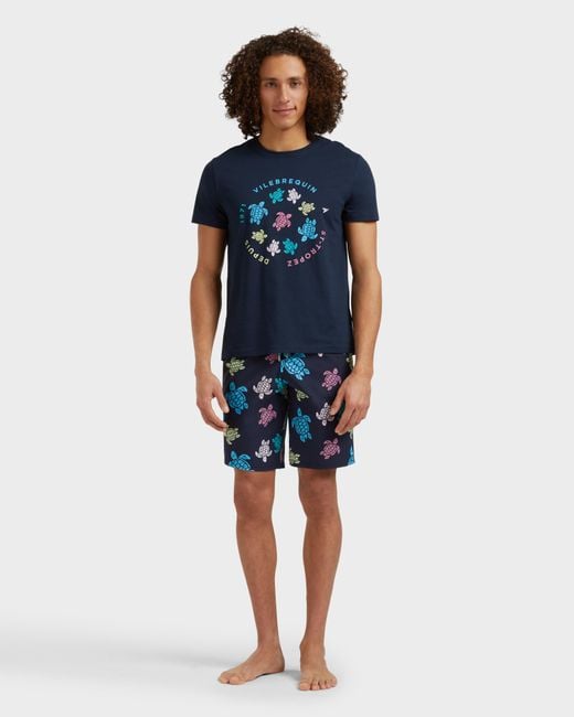 Vilebrequin Blue Cotton T-Shirt Tortues Multicolores for men