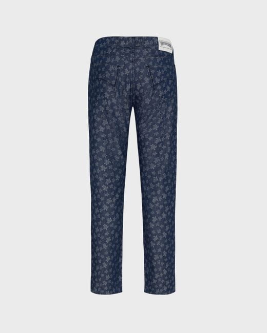 Vilebrequin Blue Light Denim Pants Ronde Des Tortues Jacquard for men