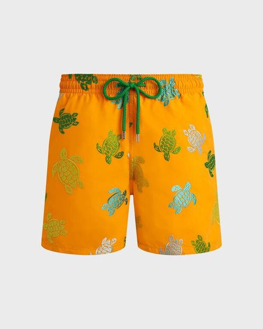 Vilebrequin Yellow Swim Shorts Embroidered Tortue Multicolore for men