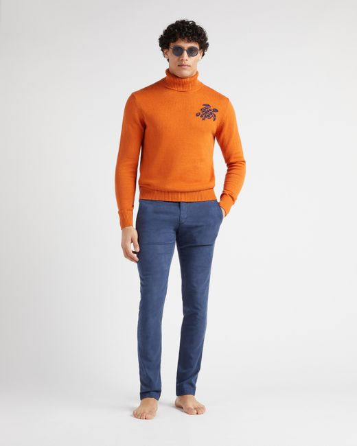 Vilebrequin Orange Cotton Cashmere Turtleneck Turtle for men