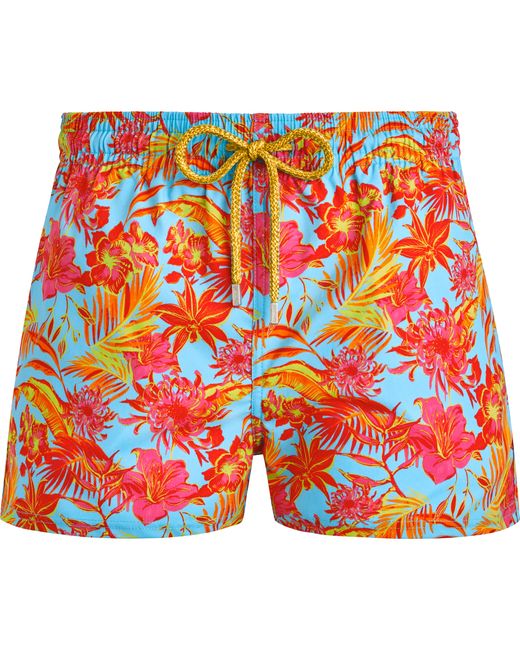 Vilebrequin Blue Short Swim Shorts Tahiti Flowers for men