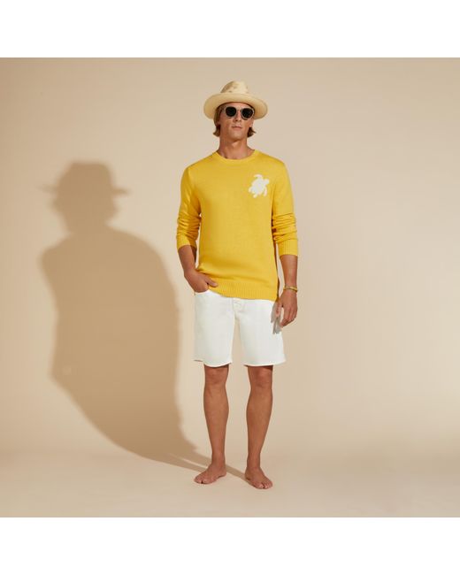 Vilebrequin Turtle Rundhalspullover Aus Baumwolle Und Kaschmir Für Herren in Yellow für Herren