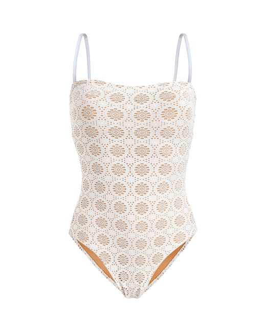 Vilebrequin White Bustier One-piece Swimsuit Broderies Anglaises