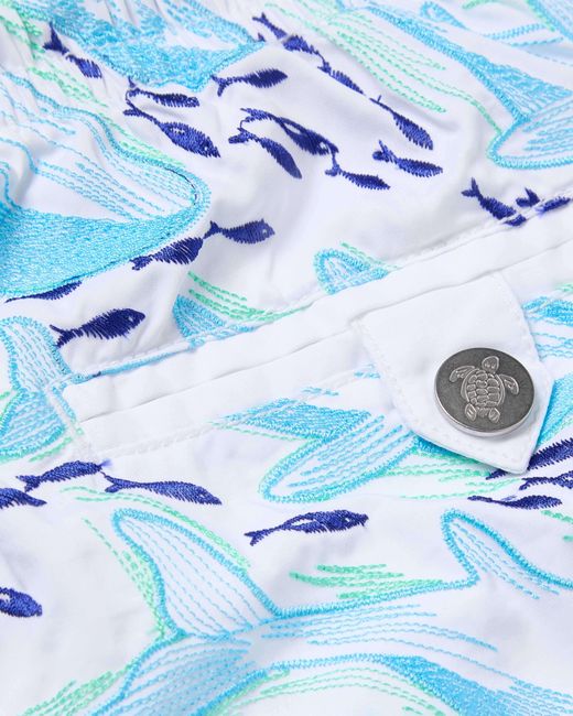 Vilebrequin Blue Embroidered Swim Shorts Whales Offset for men