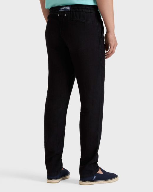 Vilebrequin Black Linen Pants Regular Fit Solid for men