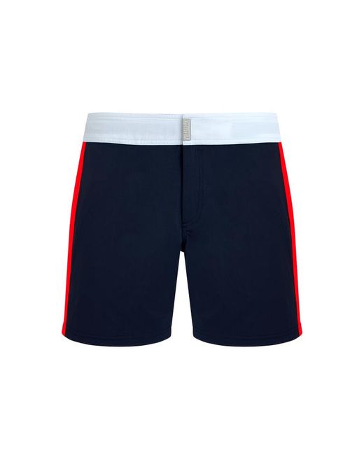 Vilebrequin Blue Stretch Swim Trunks Flat Belt Color Block for men