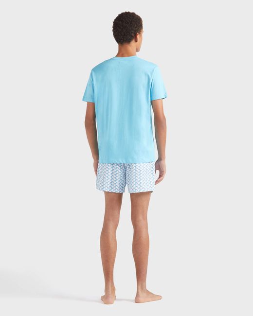 Vilebrequin Blue Cotton T-Shirt Contrasted Placed Gomy Logo for men