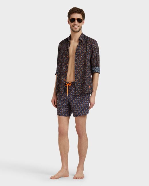 Vilebrequin Blue Swim Shorts Micro Ronde Des Tortues for men