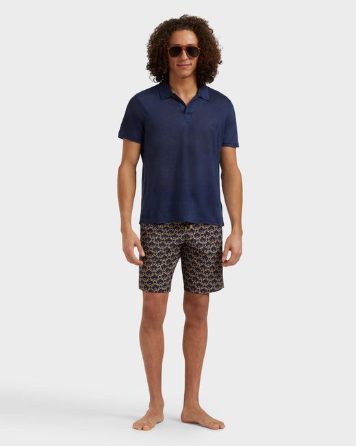 Vilebrequin Gray Long Stretch Swim Shorts Turtles Chain for men