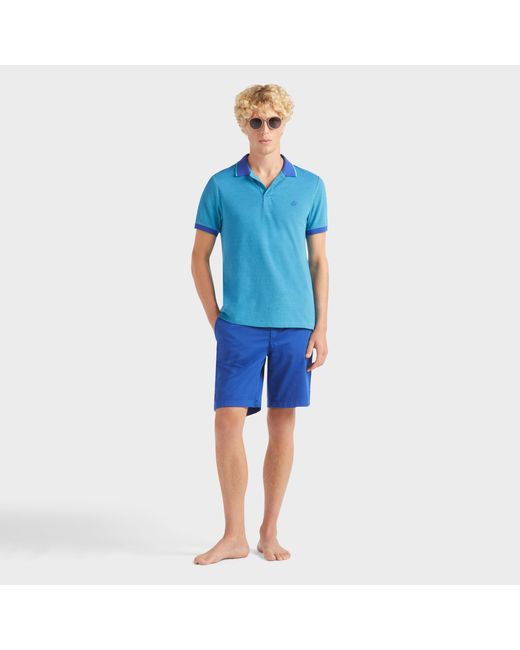 Vilebrequin Solid Polohemd Aus Baumwolle Mit Changierendem Effekt Für Herren in Blue für Herren