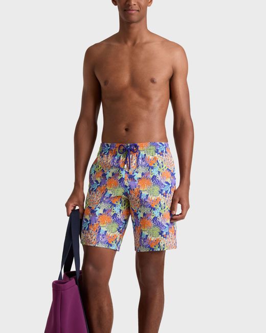 Vilebrequin Blue Long Stretch Swim Shorts Aquatic Life for men