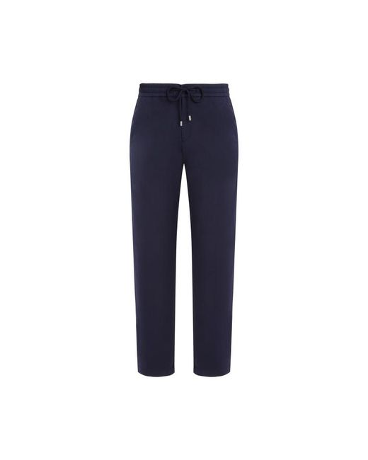 Vilebrequin Blue Elastic Waist Cotton Satin Pants Solid for men