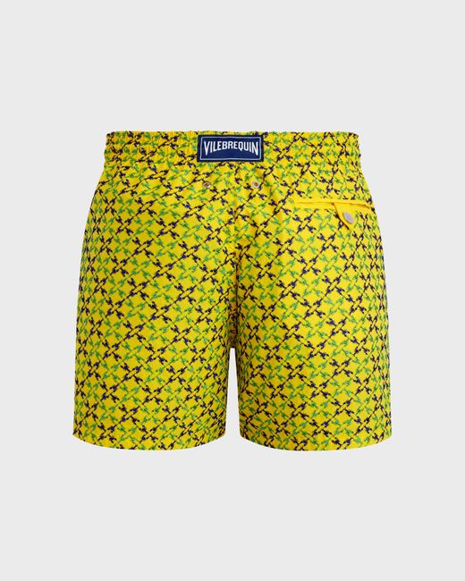 Vilebrequin Yellow Swim Shorts Embroidered Homard Pixel for men