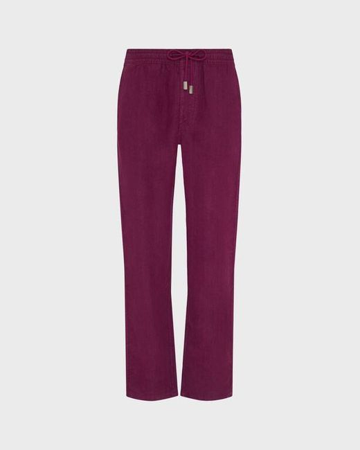 Vilebrequin Purple Linen Comfort Pants Solid for men
