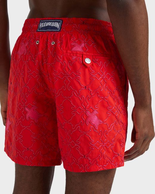 Vilebrequin Swim Trunks Embroidered Turtles Net - Limited Edition - Swimwear - Mistral - Red - Size S for men