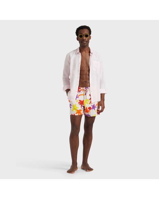 Vilebrequin Red Stretch Short Swim Shorts Spray Paint - Vbq X Palm Angels for men