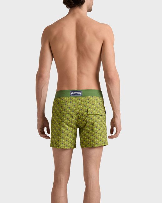 Vilebrequin Green Stretch Short Flat Belt Swim Shorts Micro Ronde Des Tortues for men