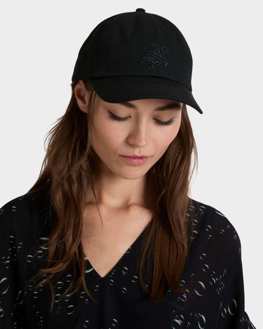 Vilebrequin Black Solid Cap Turtle Embroidery