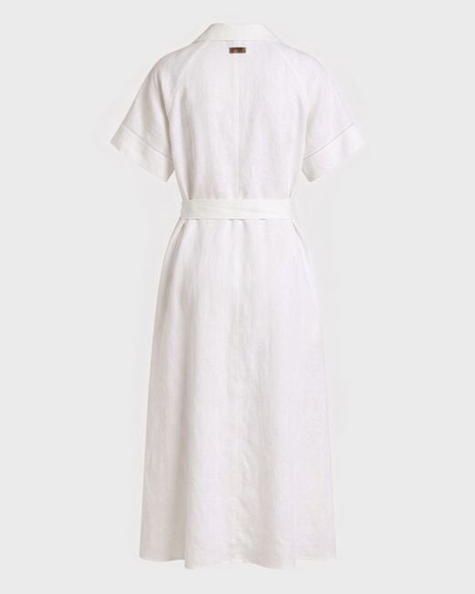 Vilebrequin White Long Linen Shirt Dress Solid