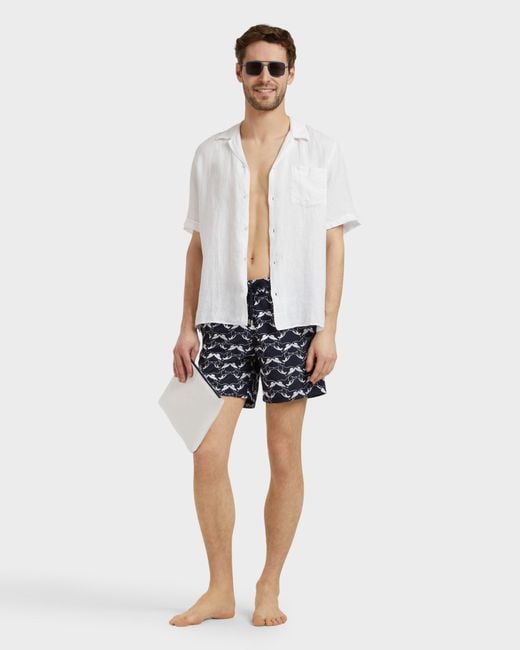 Vilebrequin Swim Trunks Embroidered Orcas - Limited Edition - Swimwear - Mistral - Blue - Size M for men
