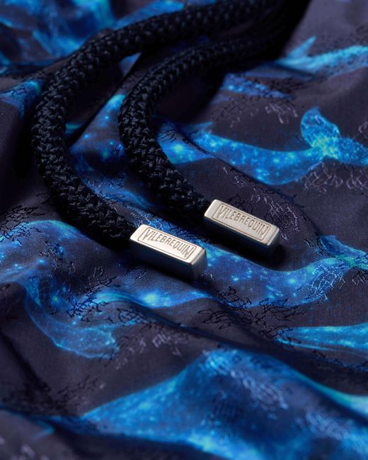 Vilebrequin Blue Swim Shorts Sparkling Whales Monogram Jacquard for men