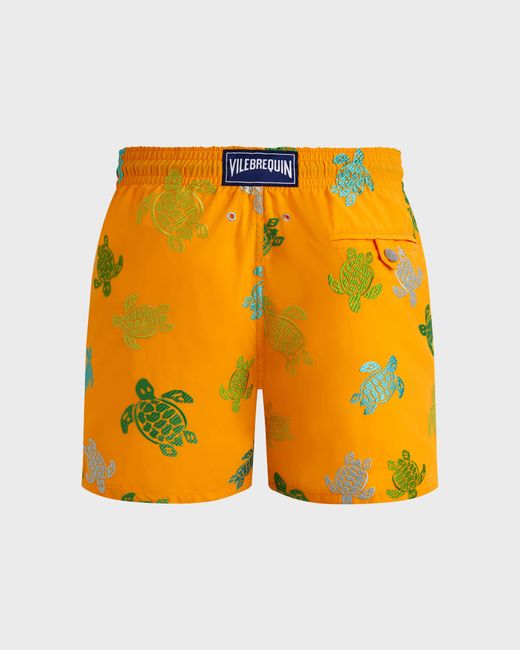 Vilebrequin Yellow Swim Shorts Embroidered Tortue Multicolore for men