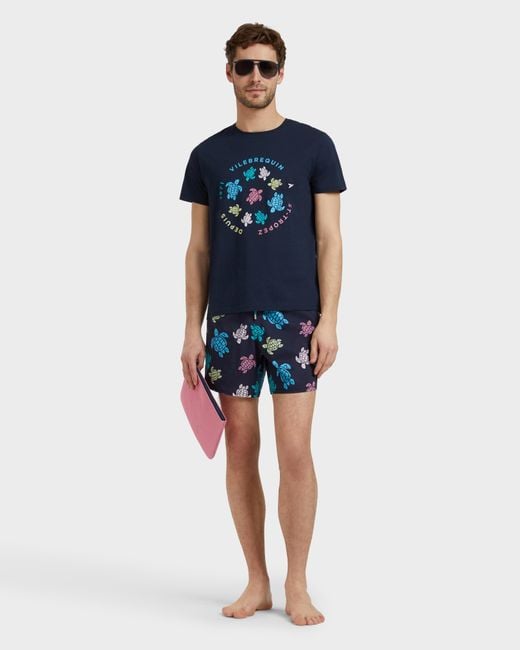Vilebrequin Stretch Swim Trunks Tortues Multicolores - Swimwear - Moorise - Blue - Size Xs for men