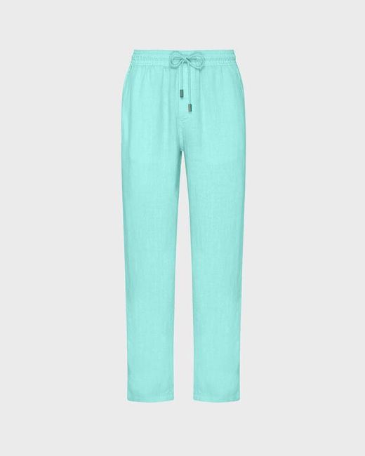 Vilebrequin Blue Linen Comfort Pants Solid for men