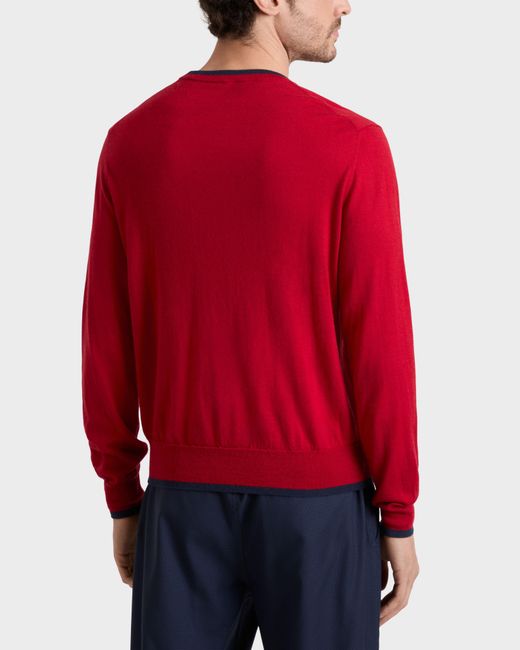 Vilebrequin Red Merino Wool Cashmere Silk Crewneck Sweater for men
