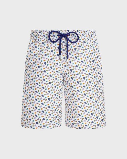Vilebrequin Blue Long Swim Shorts Micro Ronde Des Tortues for men
