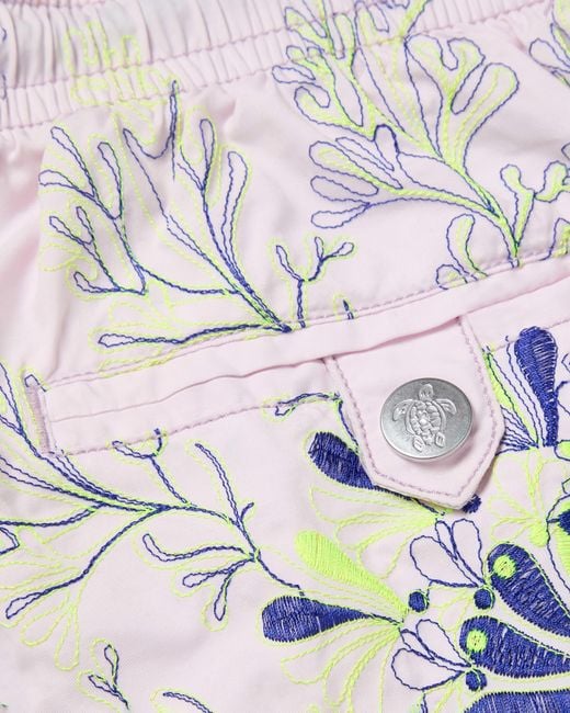 Vilebrequin Gray Embroidered Swim Shorts Coral Mandala for men