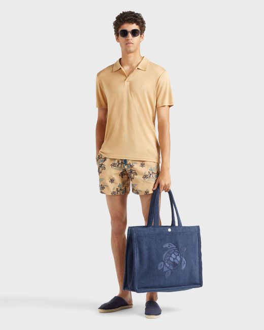 Vilebrequin Brown Swim Shorts Embroidered Flowers Power for men