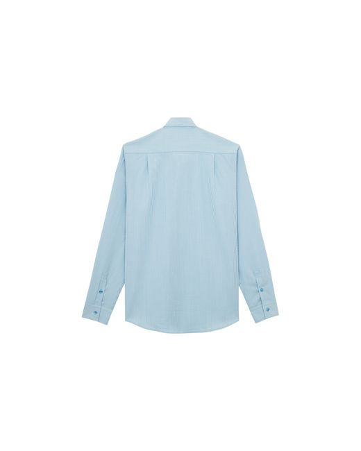 Vilebrequin Blue Wool Shirt Micro Rayures Tailoring