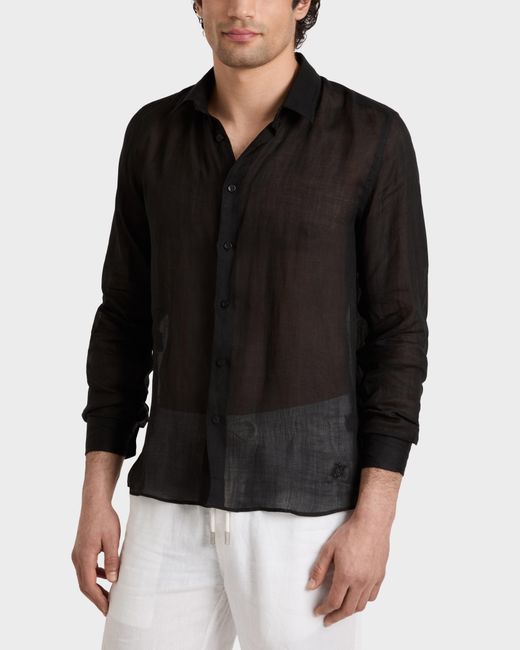Vilebrequin Black Solid Ramie Shirt