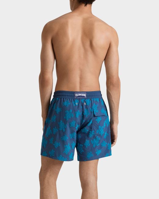 Vilebrequin Blue Swim Shorts Flocked Ronde Des Tortues for men
