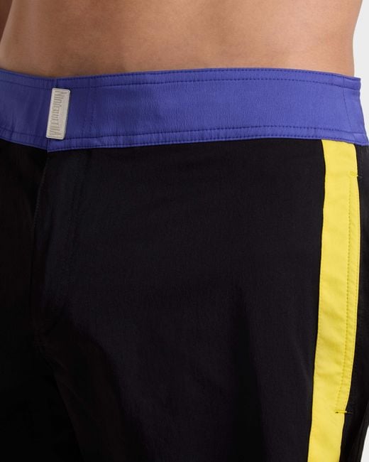 Vilebrequin Blue Stretch Swim Shorts Flat Belt Color Block for men