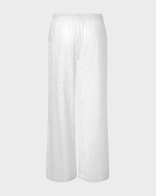 Vilebrequin Floral Broderie Anglaise Fluid Cotton Pants - Pant - Freyja - White - Size Xs