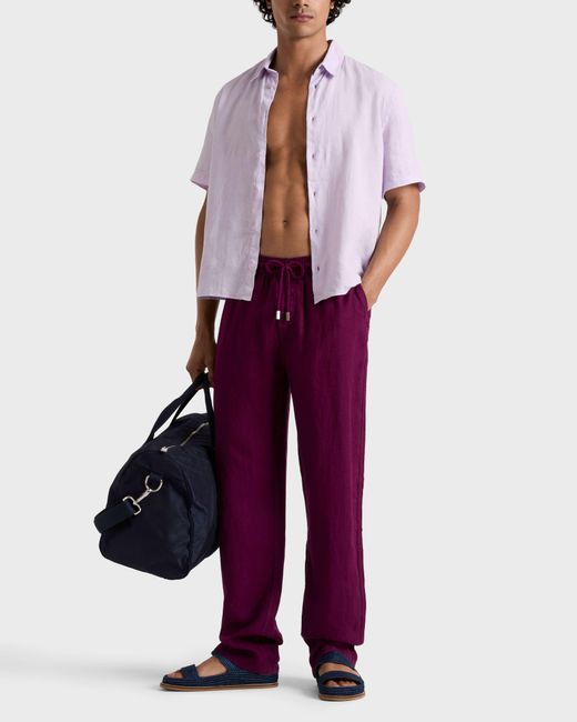 Vilebrequin Purple Linen Comfort Pants Solid for men