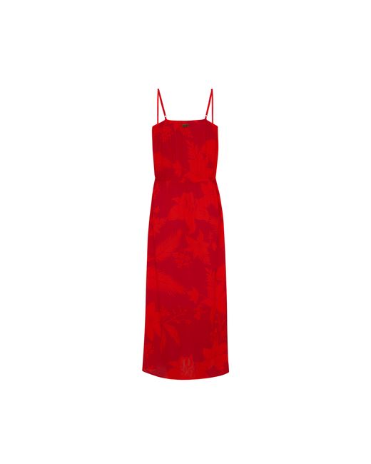 Vilebrequin Red Langes Flower Power Viskosekleid Für Damen