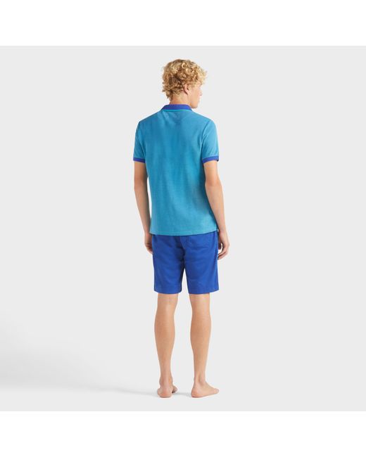 Vilebrequin Solid Polohemd Aus Baumwolle Mit Changierendem Effekt Für Herren in Blue für Herren
