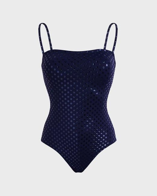 Vilebrequin Blue Bustier One-Piece Swimsuit Relief Sparkling